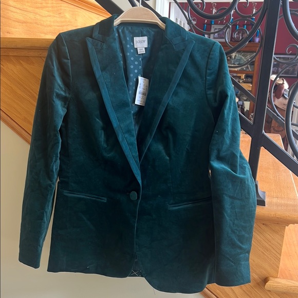 J. Crew Women's Green Velvet Blazer Size 00 New With Tag